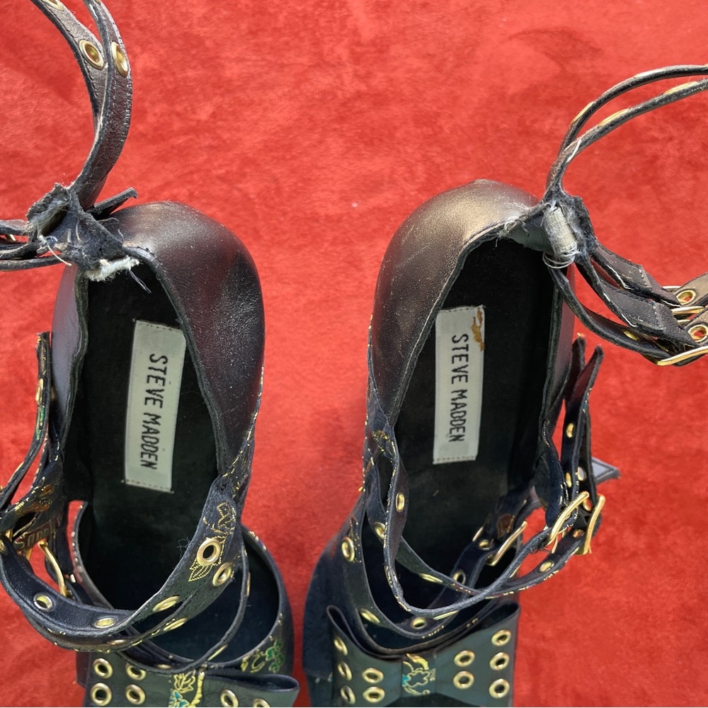 VINTAGE Y2K Steve MADDEN Madame CHINOISERIE Platform Sandals Size 7 - Picture 12 of 14